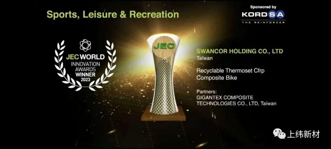 上緯榮獲「JEC WORLD 2023 運動休閑領域創新獎」